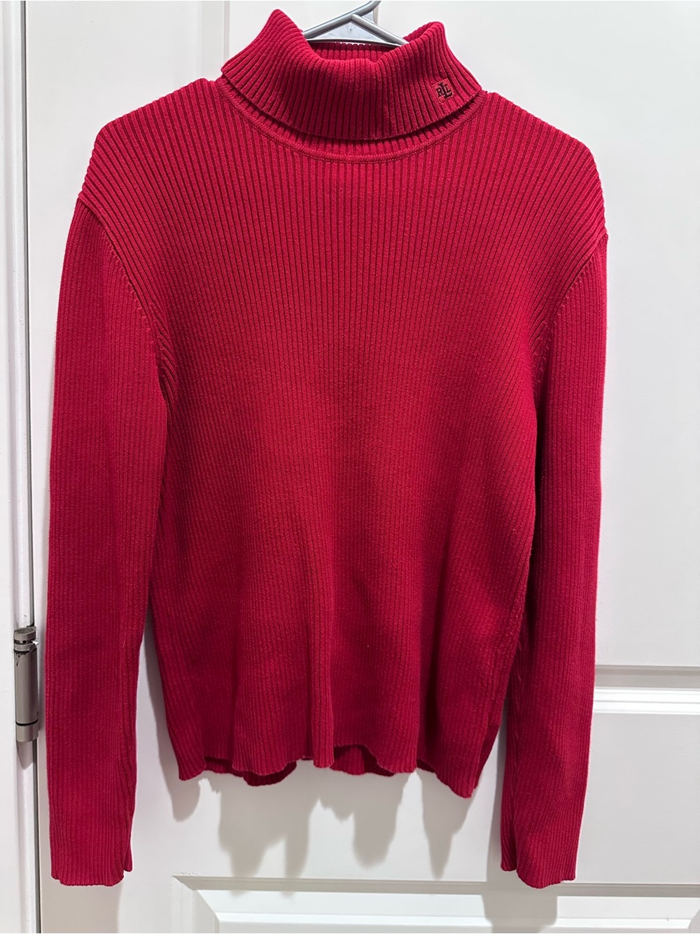 Lauren by Ralph Lauren Women’s L Red Turtleneck Rib-Knit Sweater